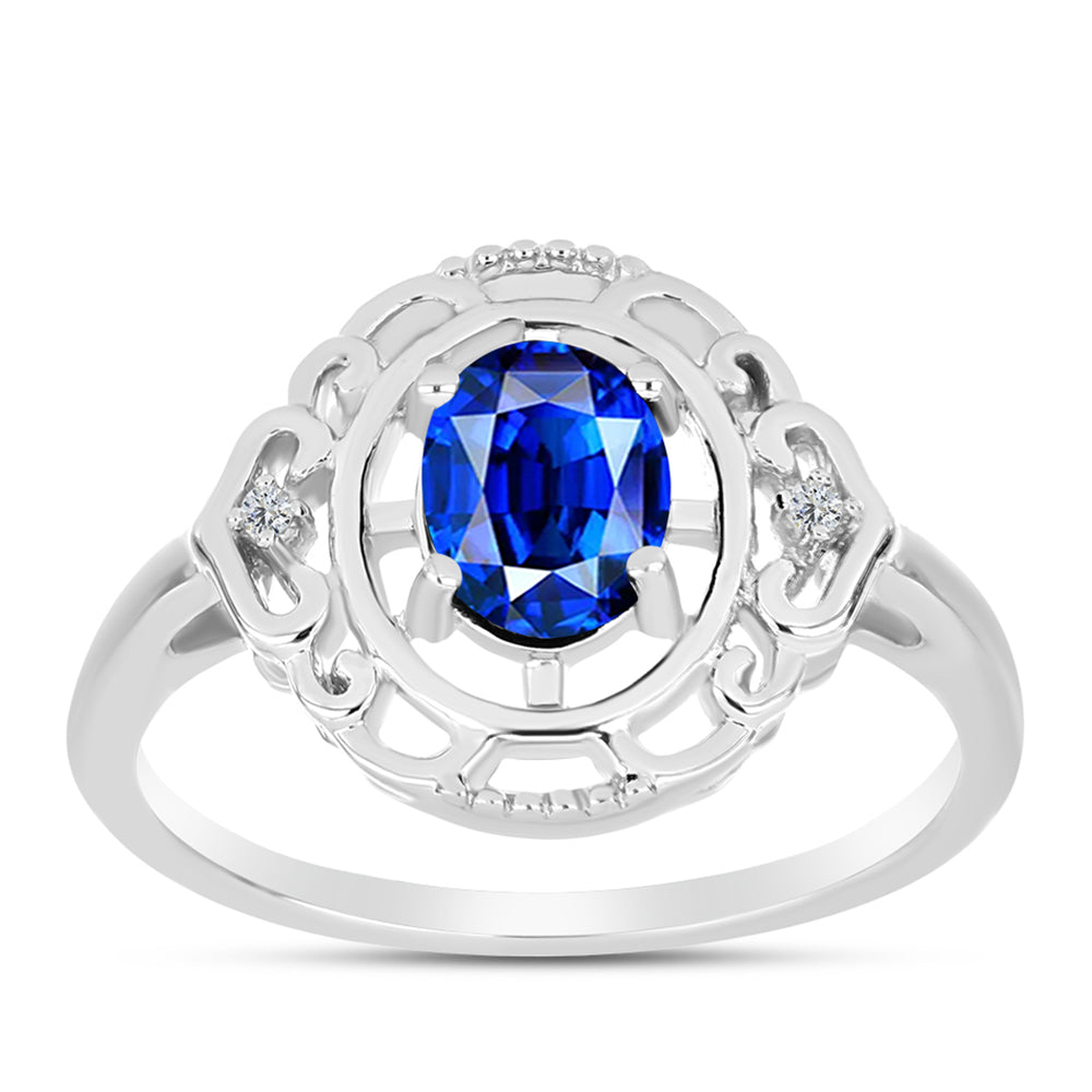 Silberring mit australischem blauem Saphir und weißem Topas