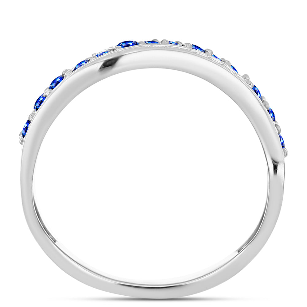 Silberring mit australischem blauem Saphir und weißem Topas