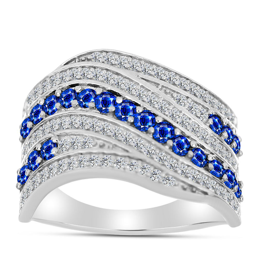 Silberring mit australischem blauem Saphir und weißem Topas 3 