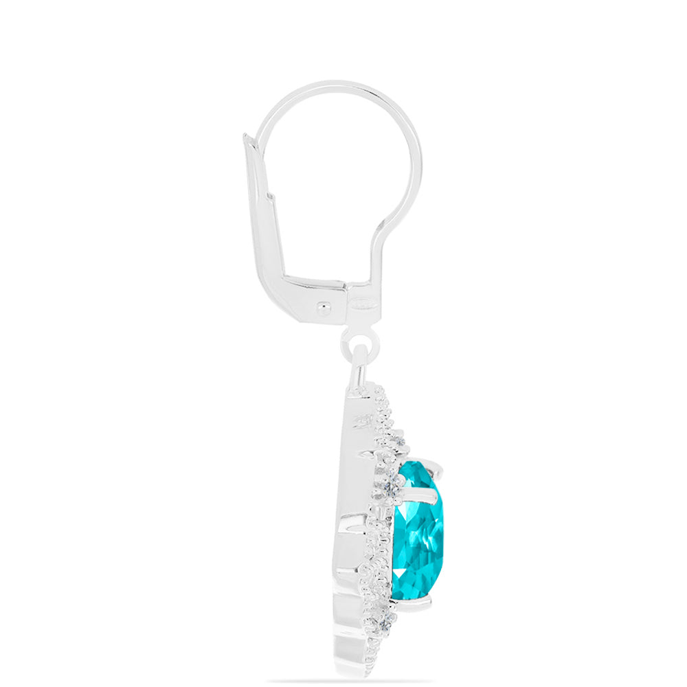 Silberohrringe mit Paraiba Quarz und weißem Topas