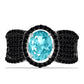 Silberring mit Paraiba Quarz und schwarzem Spinell
