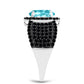 Silberring mit Paraiba Quarz und schwarzem Spinell