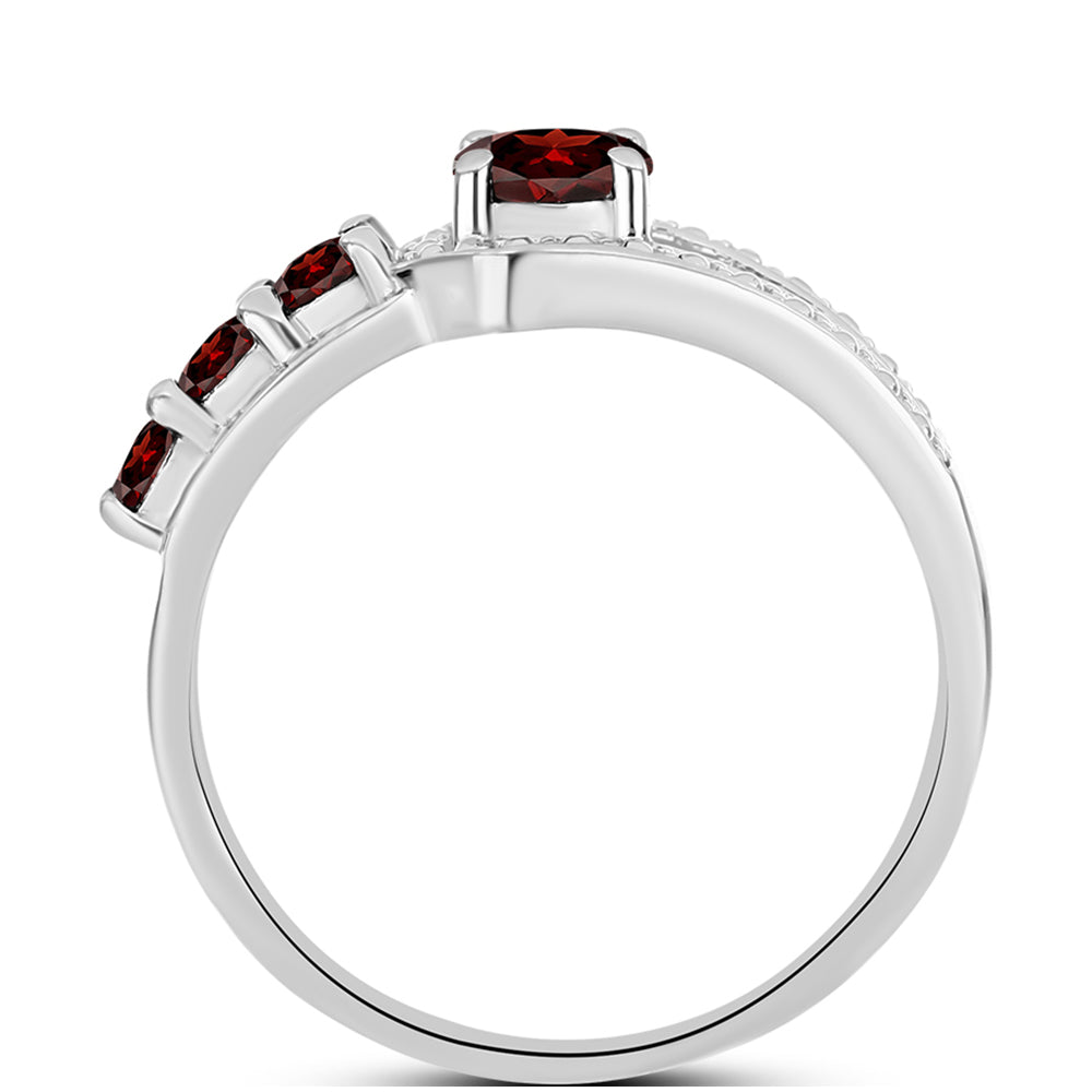 Silberring mit Barton Granat und weißem Topas 2 