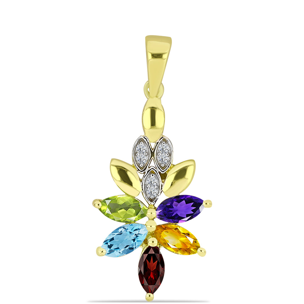 Goldplattierter Silberanhänger mit Barton Granat und marokkanischem Amethyst