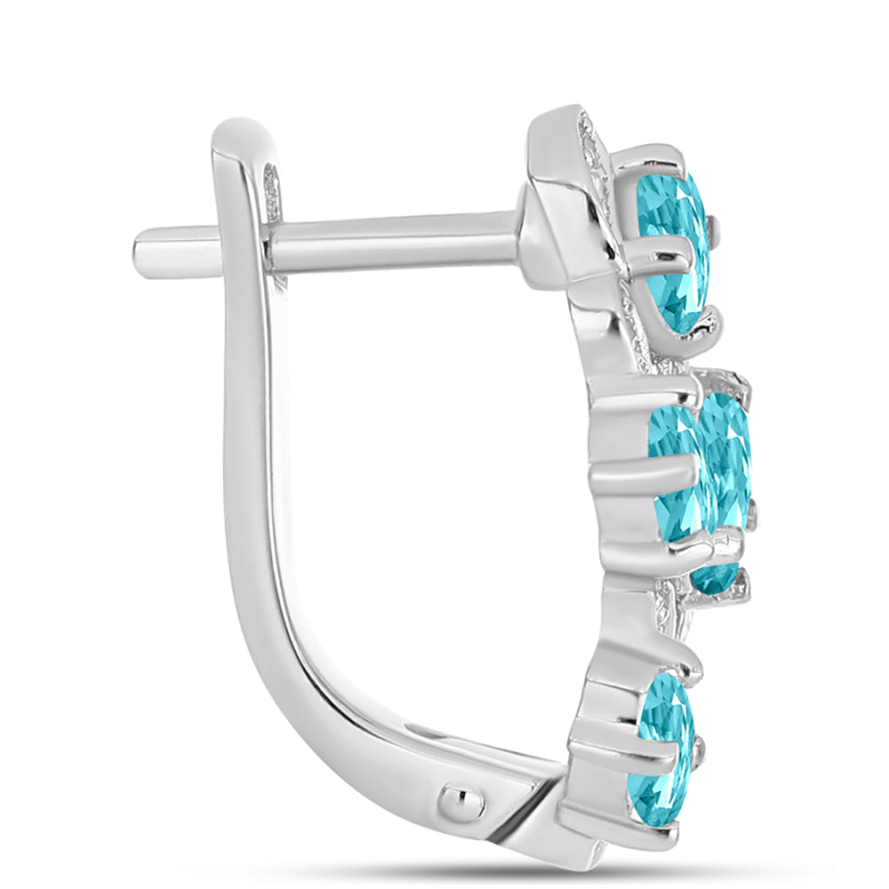 Silberohrringe mit Paraiba Quarz und weißem Topas 2 