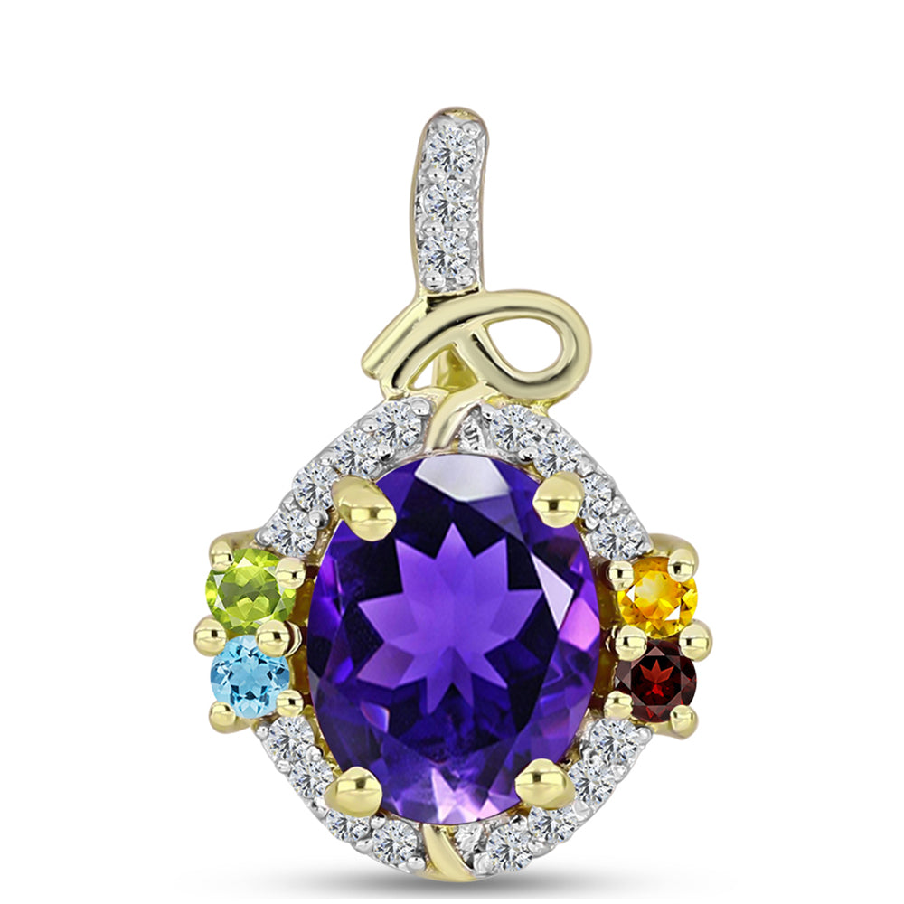 Goldplattierter Silberanhänger mit Barton Granat und marokkanischem Amethyst