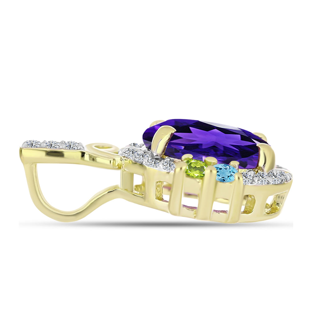 Goldplattierter Silberanhänger mit Barton Granat und marokkanischem Amethyst 2 