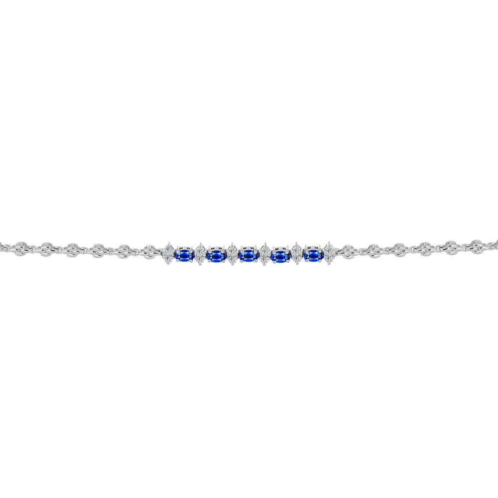 Silberarmband mit australischem blauem Saphir und weißem Topas 2 