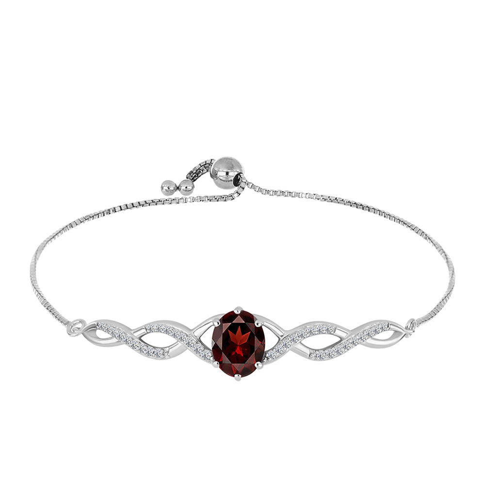 Silberarmband mit Barton Granat und weißem Topas