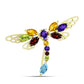Goldplattierte Silberbrosche mit Barton Granat und marokkanischem Amethyst