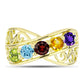Goldplattierter Silberring mit Barton Granat und marokkanischem Amethyst