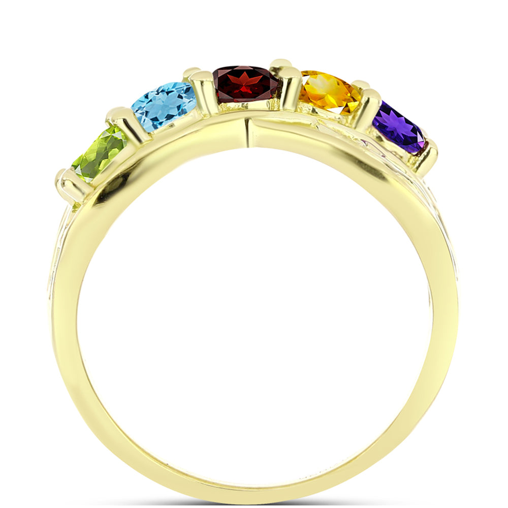Goldplattierter Silberring mit Barton Granat und marokkanischem Amethyst