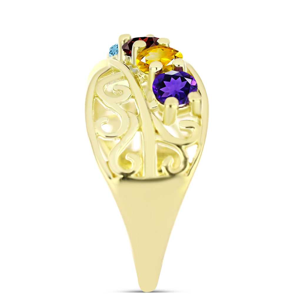 Goldplattierter Silberring mit Barton Granat und marokkanischem Amethyst 4 