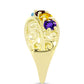 Goldplattierter Silberring mit Barton Granat und marokkanischem Amethyst