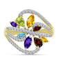 Goldplattierter Silberring mit Barton Granat und marokkanischem Amethyst