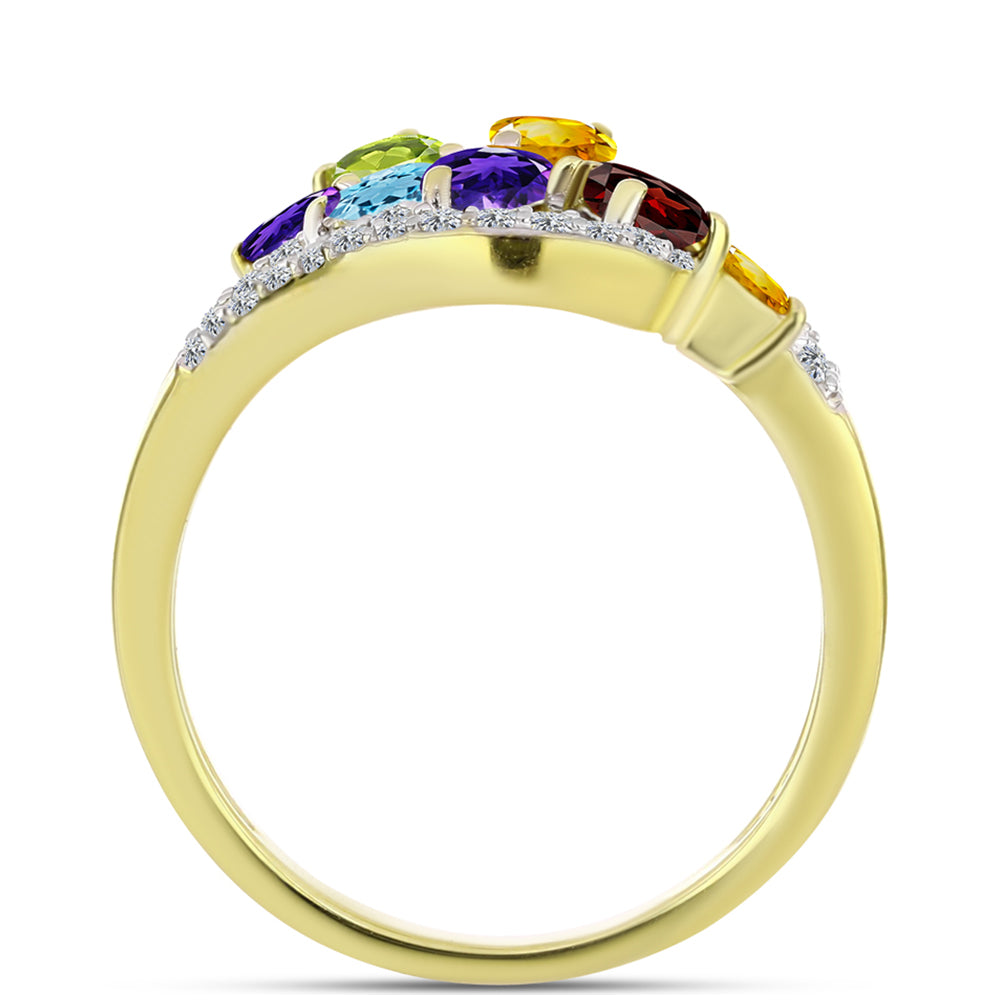 Goldplattierter Silberring mit Barton Granat und marokkanischem Amethyst 2 