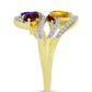 Goldplattierter Silberring mit Barton Granat und marokkanischem Amethyst