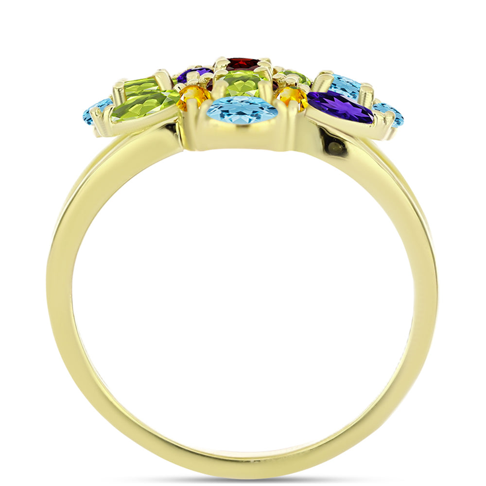 Goldplattierter Silberring mit Barton Granat und marokkanischem Amethyst 2 