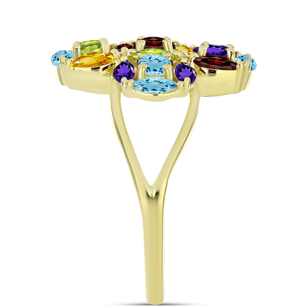 Goldplattierter Silberring mit Barton Granat und marokkanischem Amethyst