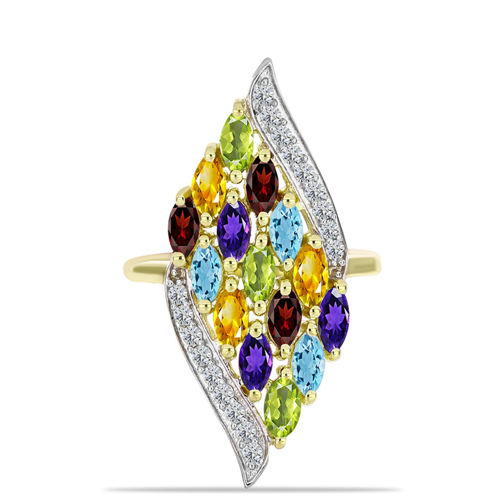 Goldplattierter Silberring mit Barton Granat und marokkanischem Amethyst 1 