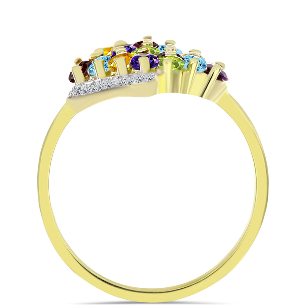 Goldplattierter Silberring mit Barton Granat und marokkanischem Amethyst 2 