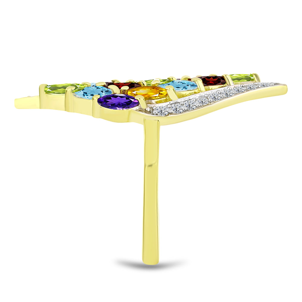 Goldplattierter Silberring mit Barton Granat und marokkanischem Amethyst