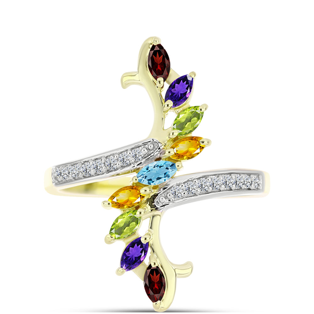 Goldplattierter Silberring mit Barton Granat und marokkanischem Amethyst 1 