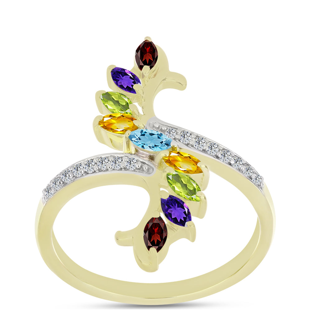 Goldplattierter Silberring mit Barton Granat und marokkanischem Amethyst 3 