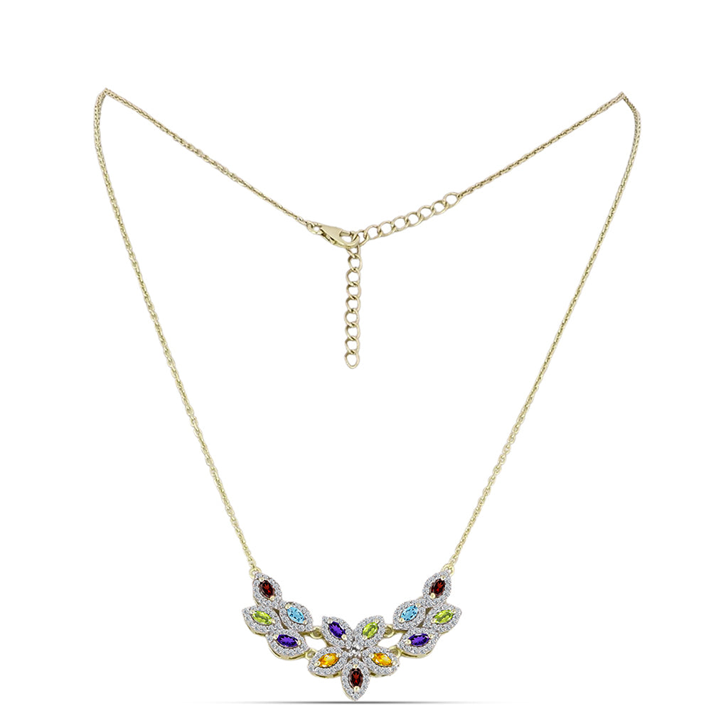 Goldplattierte Silberhalskette mit Barton Granat und marokkanischem Amethyst