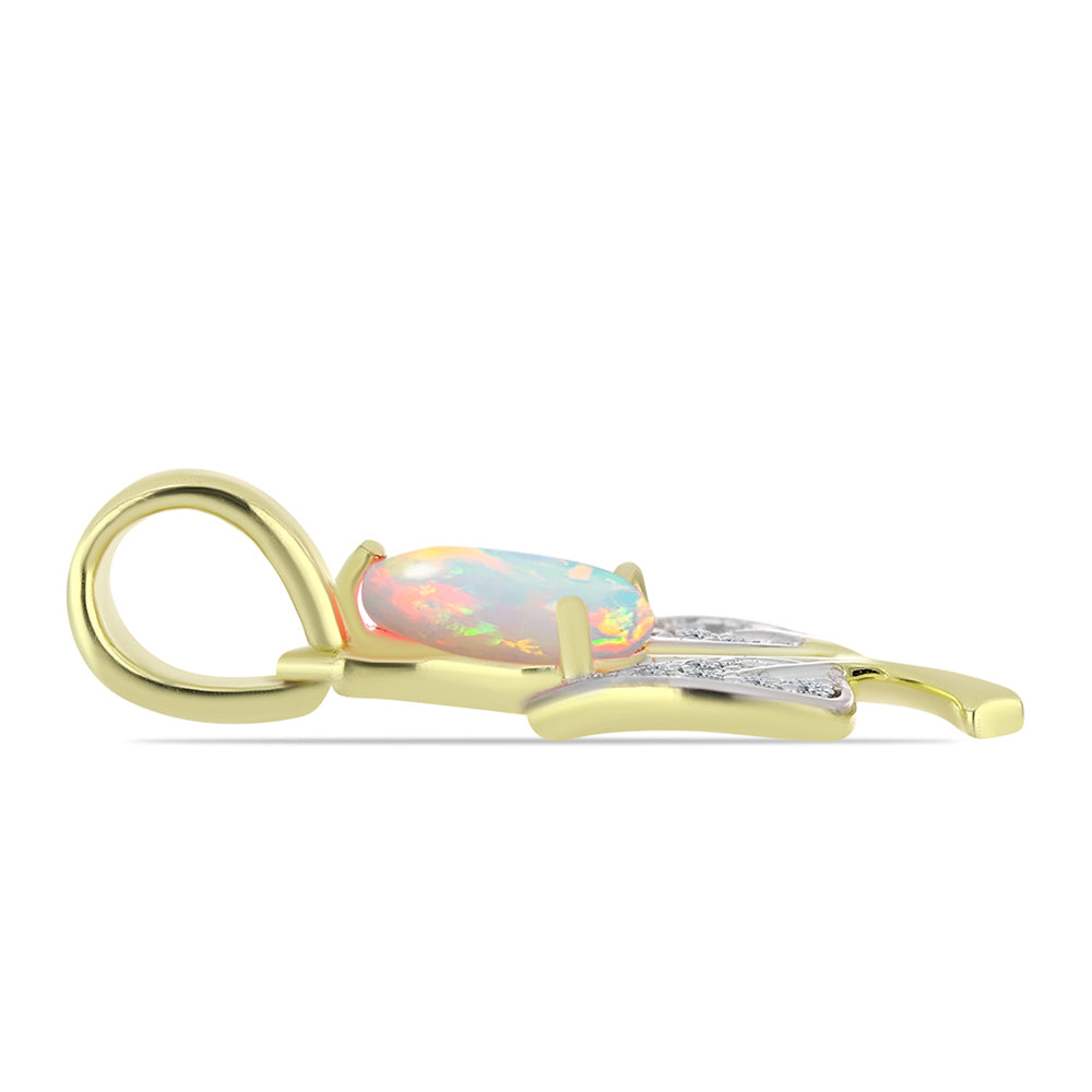 Goldplattierter Silberanhänger mit Welo-Opal und weißem Topas 2 