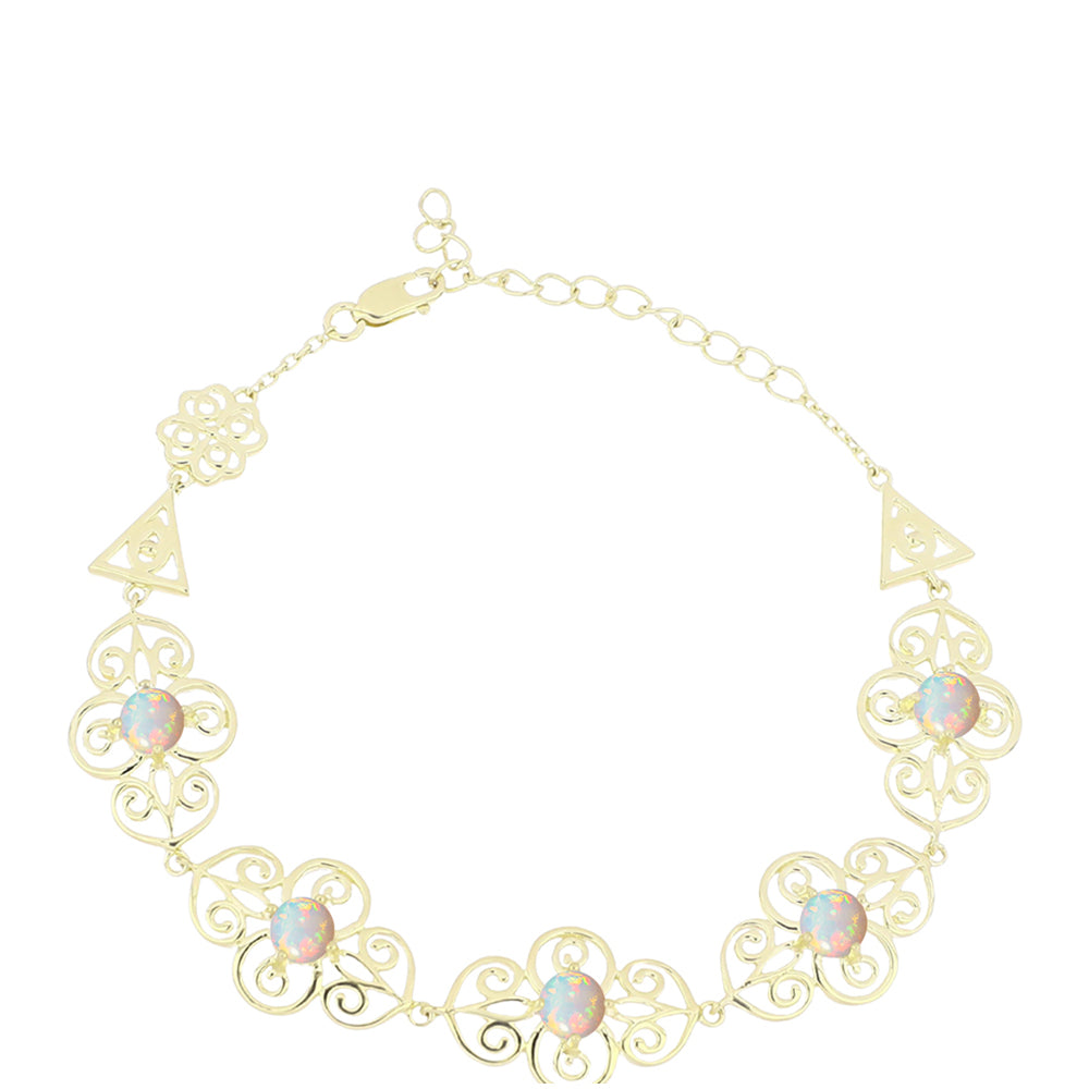 Goldplattiertes Silberarmband mit Welo-Opal