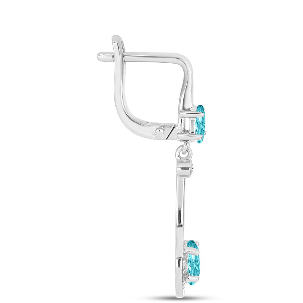 Silberohrringe mit Paraiba Quarz und weißem Topas 2 