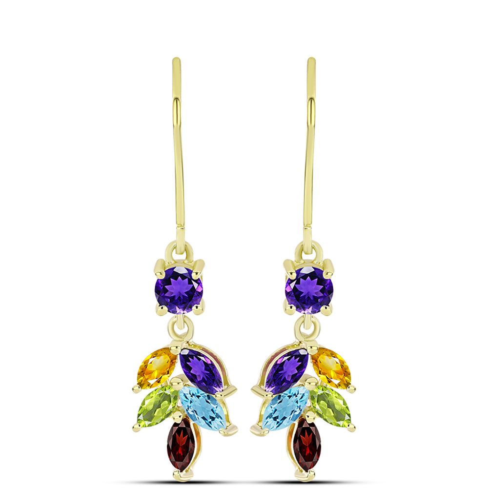 Goldplattierte Silberohrringe mit Barton Granat und marokkanischem Amethyst
