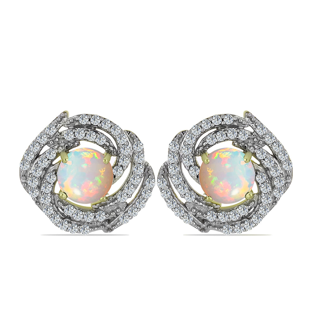 Goldplattierte Silberohrringe mit Welo-Opal und weißem Topas 1 