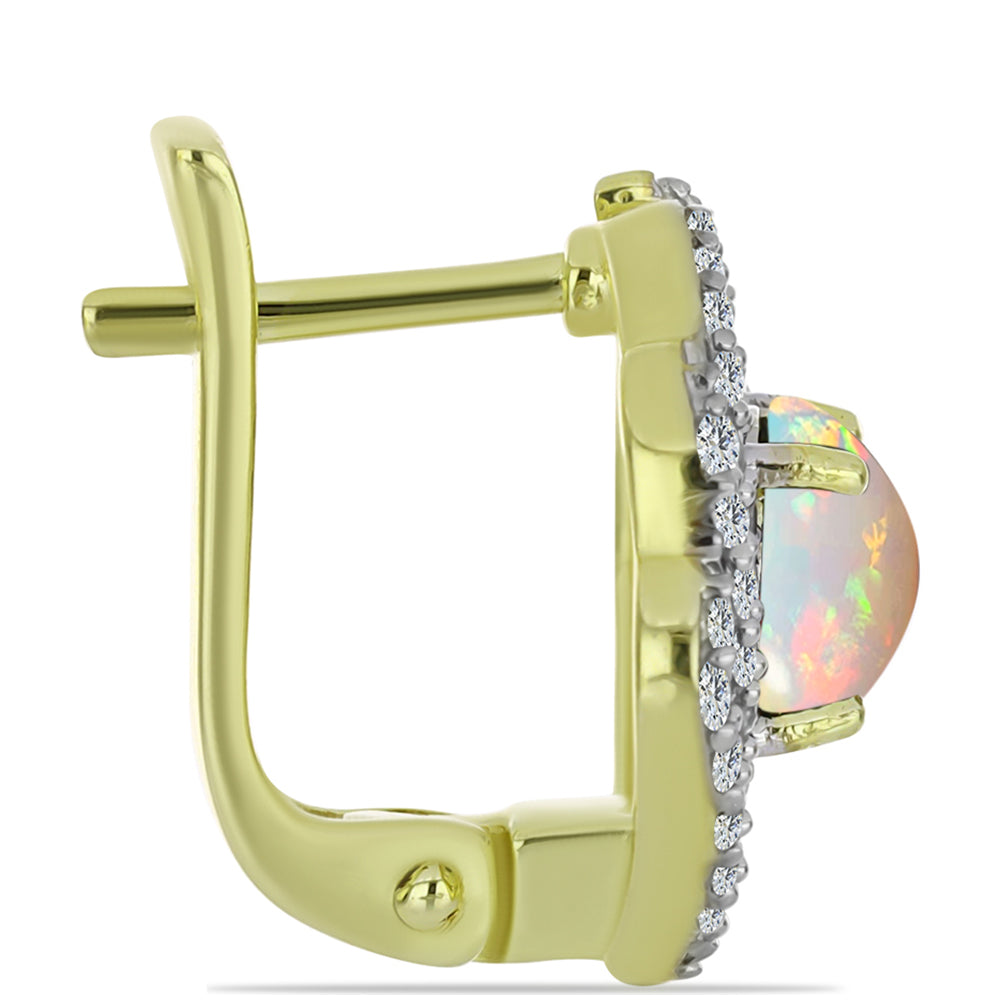 Goldplattierte Silberohrringe mit Welo-Opal und weißem Topas 2 