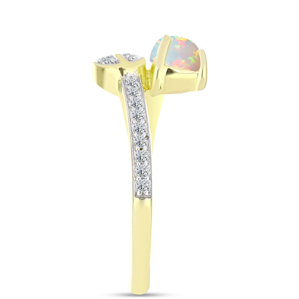 Goldplattierter Silberring mit Welo-Opal und weißem Topas 4 