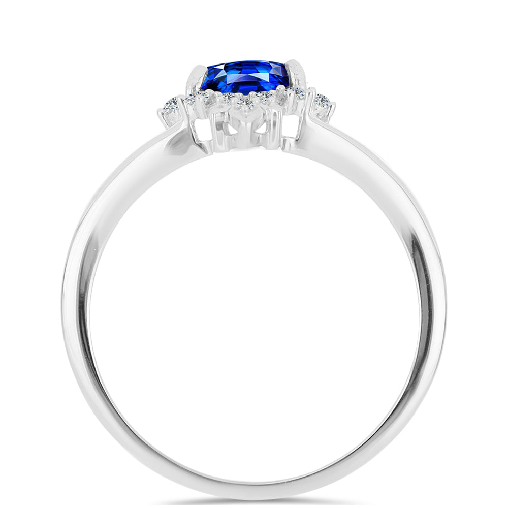 Silberring mit australischem blauem Saphir und weißem Topas 2 