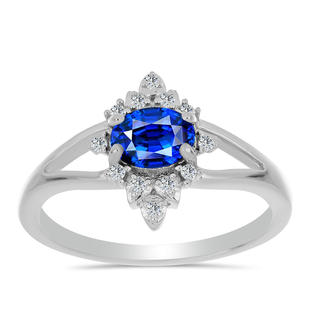 Silberring mit australischem blauem Saphir und weißem Topas