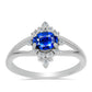 Silberring mit australischem blauem Saphir und weißem Topas