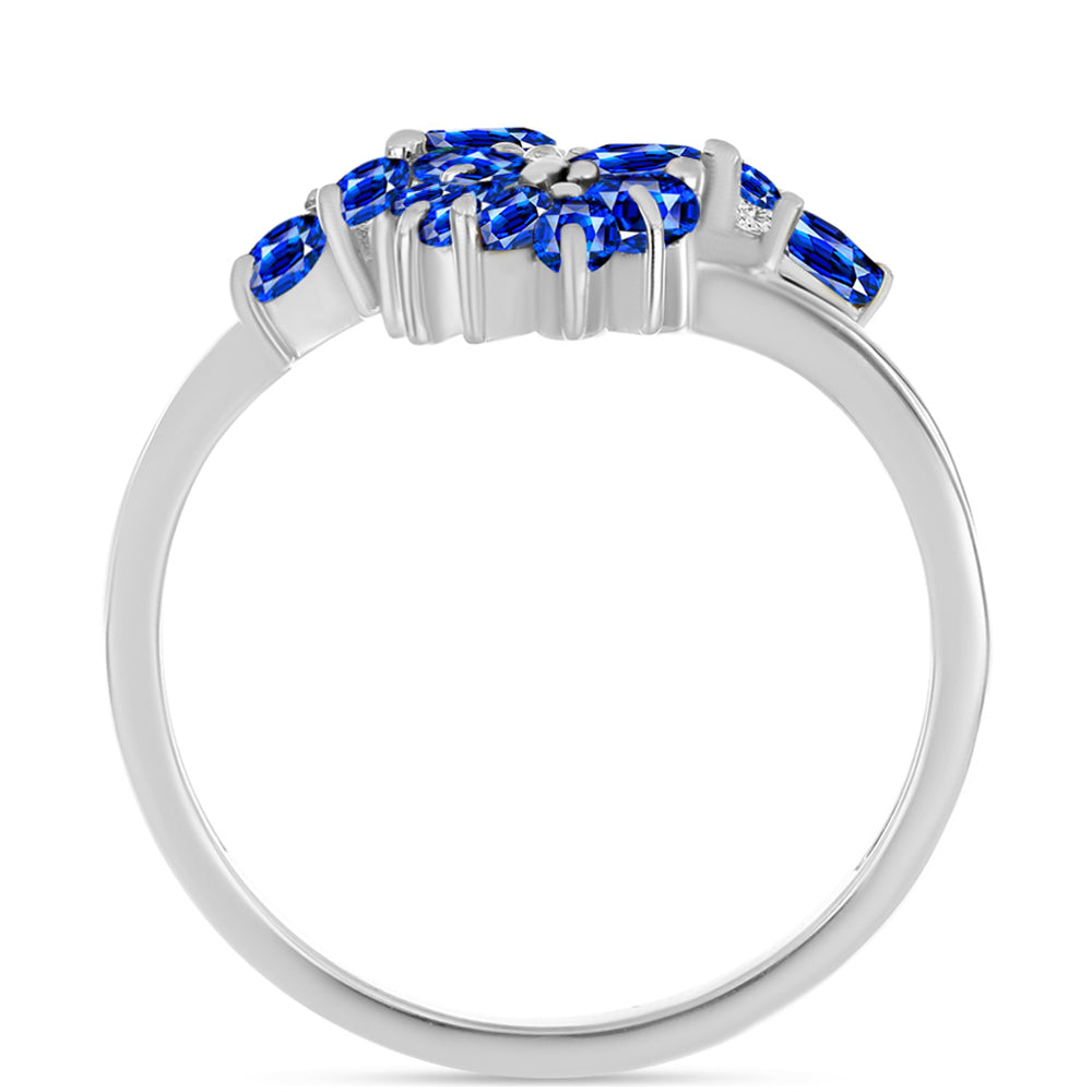 Silberring mit australischem blauem Saphir und weißem Topas 2 