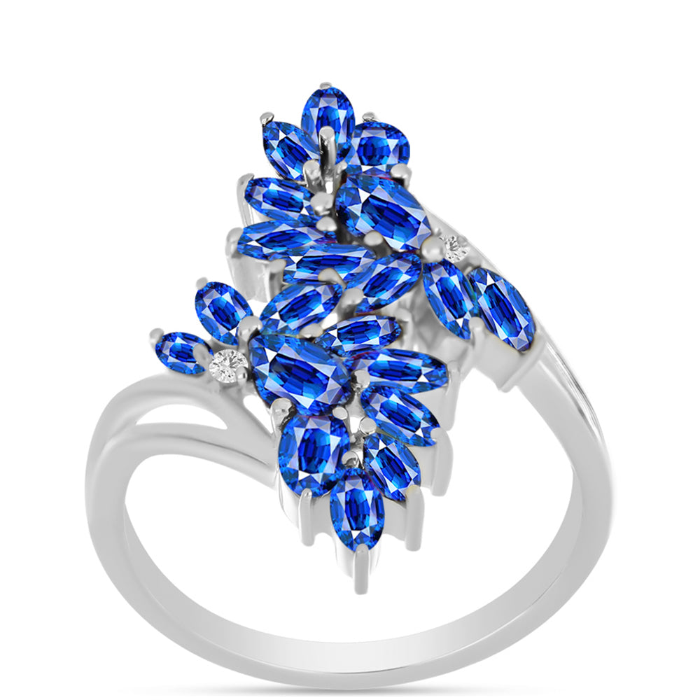 Silberring mit australischem blauem Saphir und weißem Topas