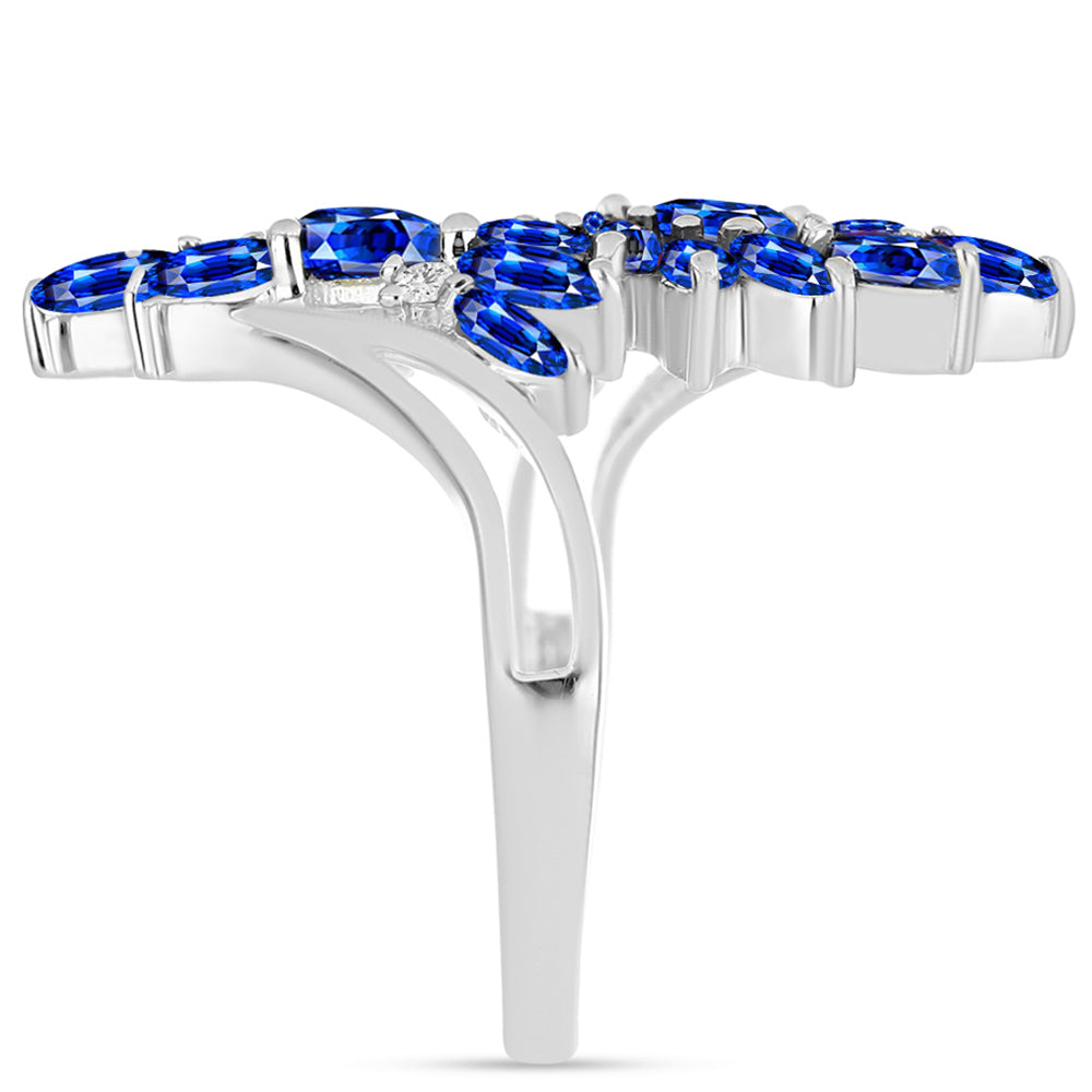 Silberring mit australischem blauem Saphir und weißem Topas 4 