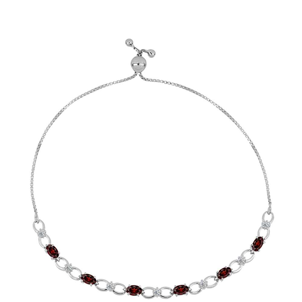 Silberarmband mit Barton Granat und weißem Topas 1 