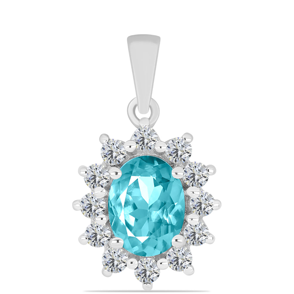 Silberanhänger mit Paraiba Quarz und weißem Topas