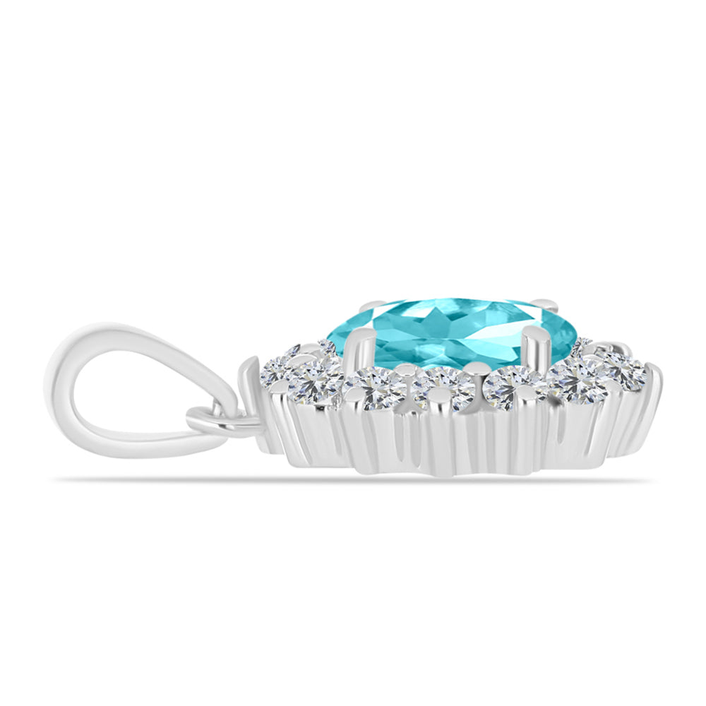 Silberanhänger mit Paraiba Quarz und weißem Topas 2 