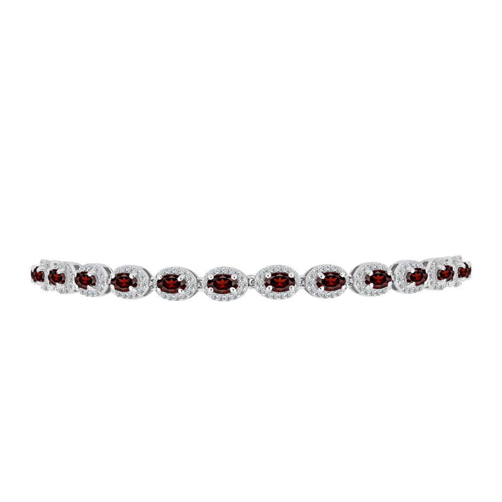 Silberarmband mit Barton Granat und weißem Topas 2 