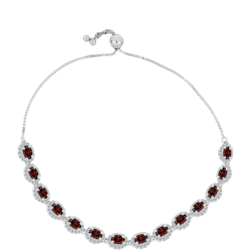 Silberarmband mit Barton Granat und weißem Topas 1 