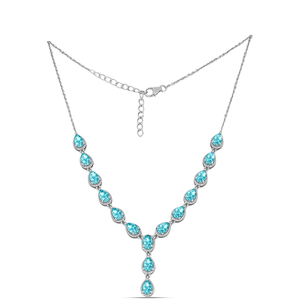 Silberhalskette mit Paraiba Quarz