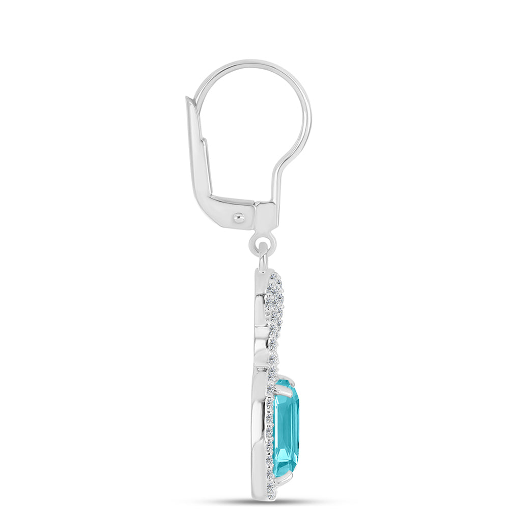 Silberohrringe mit Paraiba Quarz und weißem Topas 2 