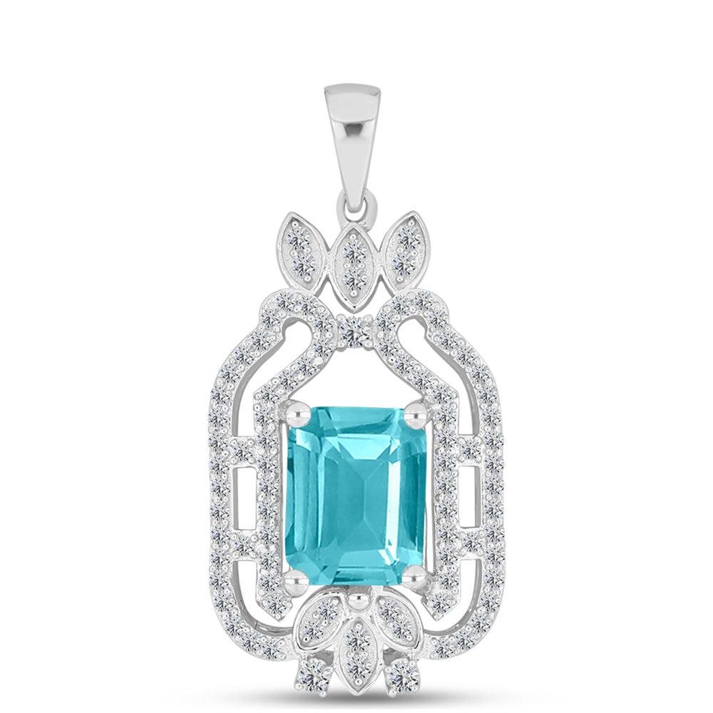 Silberanhänger mit Paraiba Quarz und weißem Topas